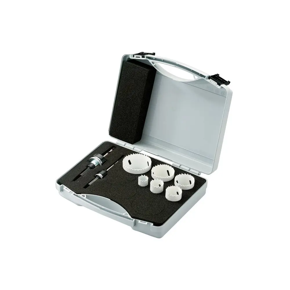 Sierra de corona (hss-bi-metall) 8 piezas diam 22 mm 64 mm para taladro