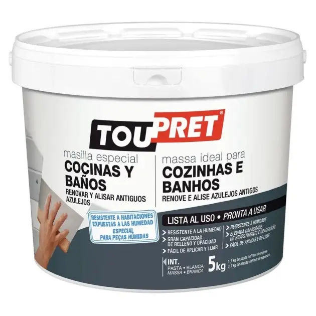 Masilla alisado azulejos toupret 5kg