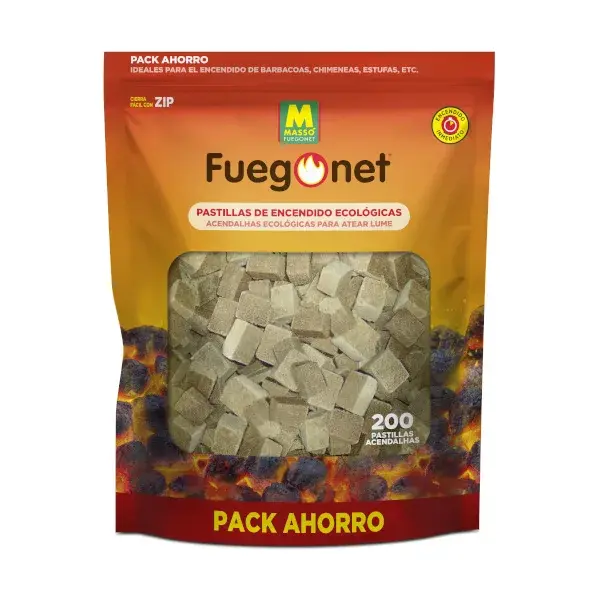 Bolsa pastillas ecológicas de encendido Fuegonet 200 uds masso