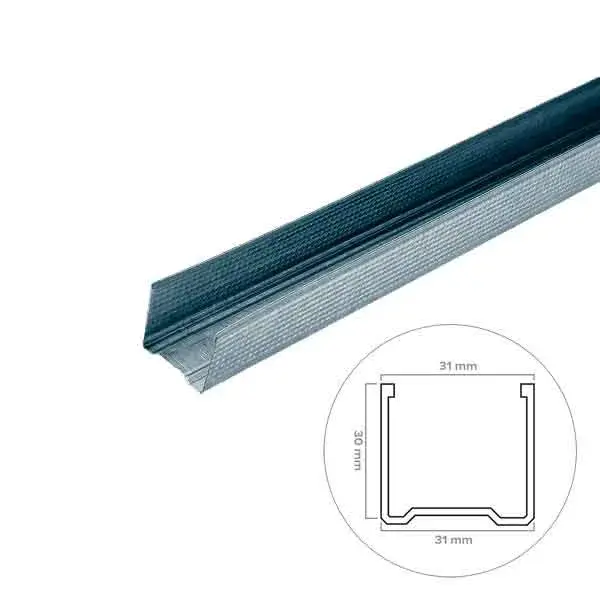 Perfil u galvanizado para tabiques y techos pladur 240 x 3,1 x 3 cm