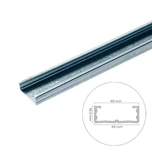 Perfil t-45 galvanizado para techos pladur 300 x 4,5 x 1,8 cm