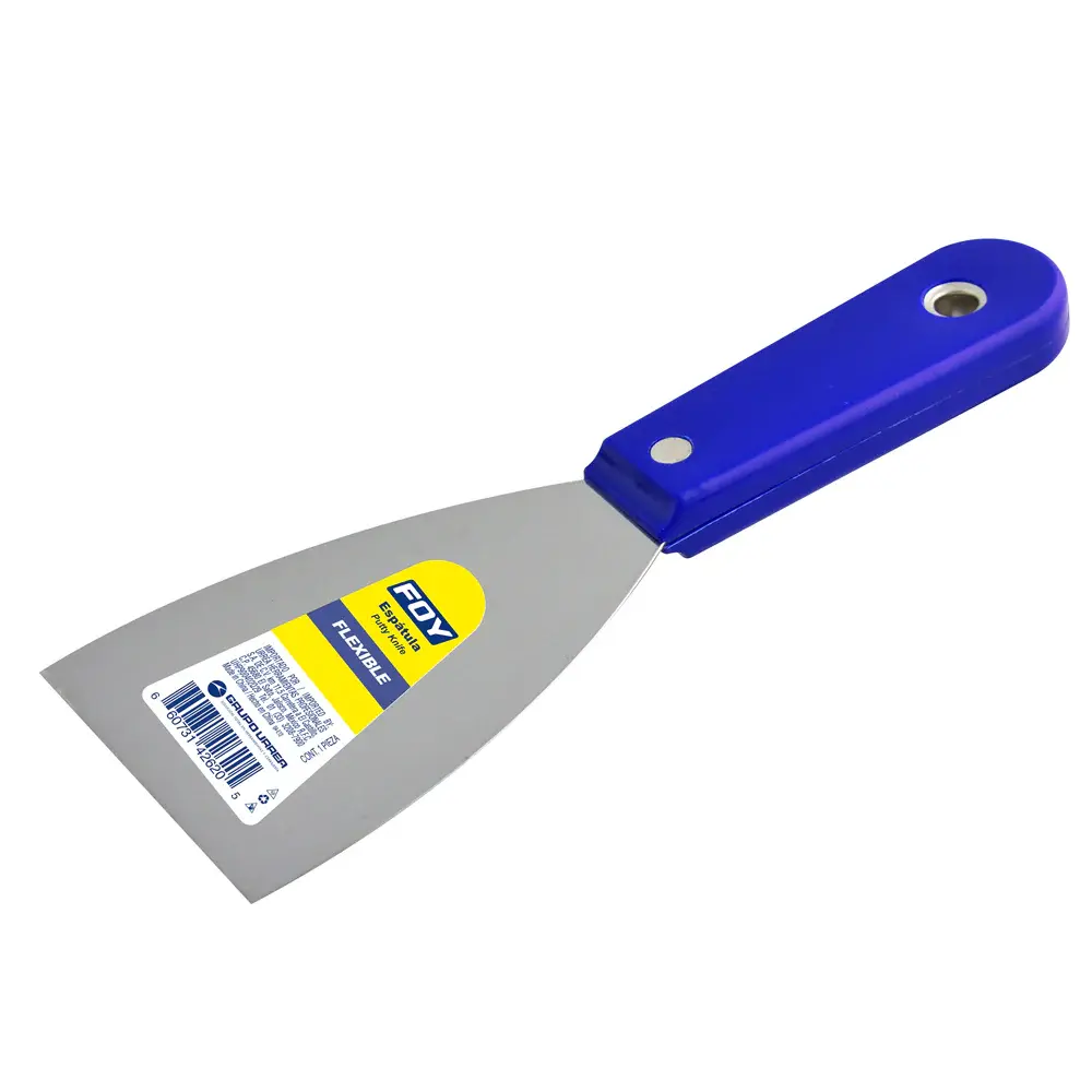 Espátula flexible de acero de grande carbón con mango plástico 3" Foy
