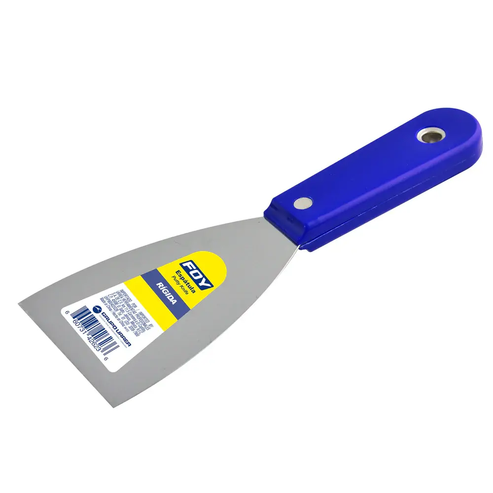 Espátula rígida de acero de largo carbón con mango plástico 3" Foy