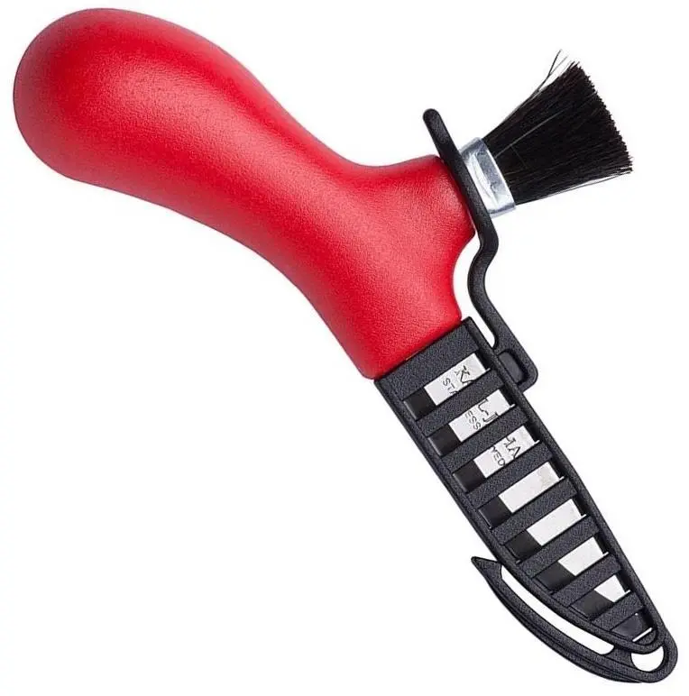 Juego de Cuchillo sueco Mora hongo recogiendo acero inoxidable cepillo de caballo genuino rojo
