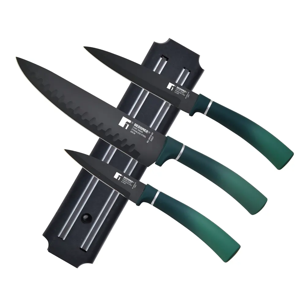 SET 3 CUCHILLOS + BARRA MAGNETICA ACERO INOX VERDE CLASSIQUE | Envío Rápido Disponible