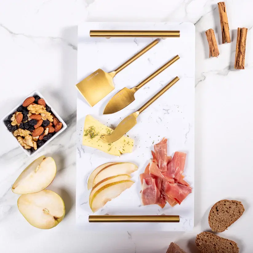 Set Tabla De Aperitivo Element + 3 Cuchillos SIMPLECOOK con Estuche de Almacenamiento