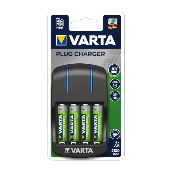 Cargador + 4 pilas recargables aa varta