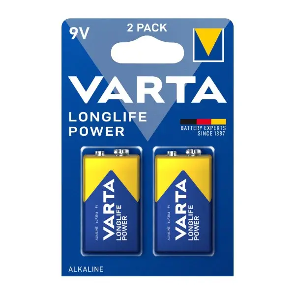 Pack 2 pilas alcalinas 9 v varta