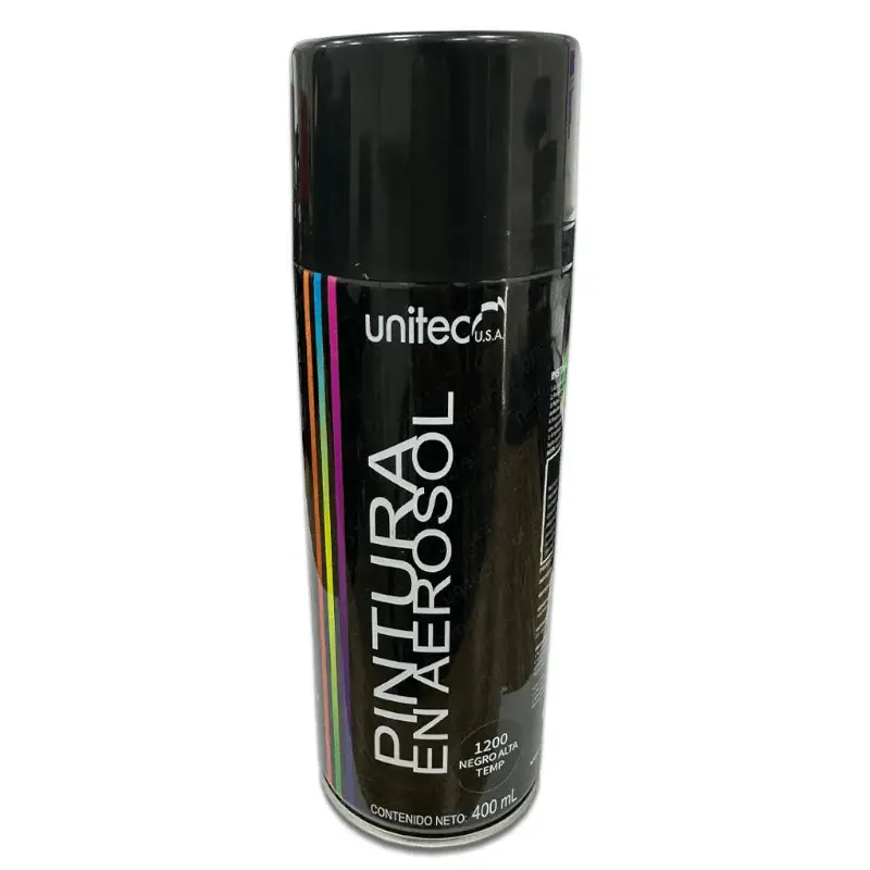 Pintura En Spray - Aerosol UNITEC 400G Color Negro Brillante #39