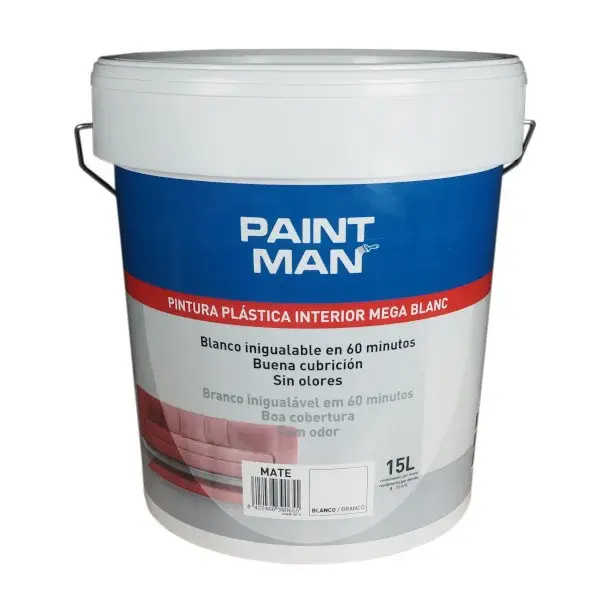 Pintura plástica paintman blanca mate 15l