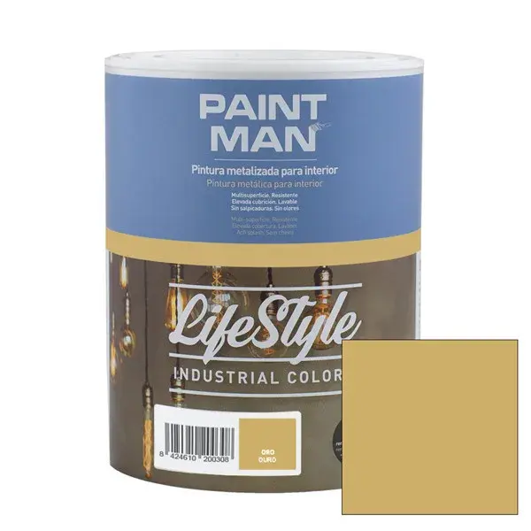 Pintura interior paintman lifestyle industrial metalizado oro 1l