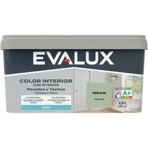 Pintura interior verde oliva 2,5 L Evalux