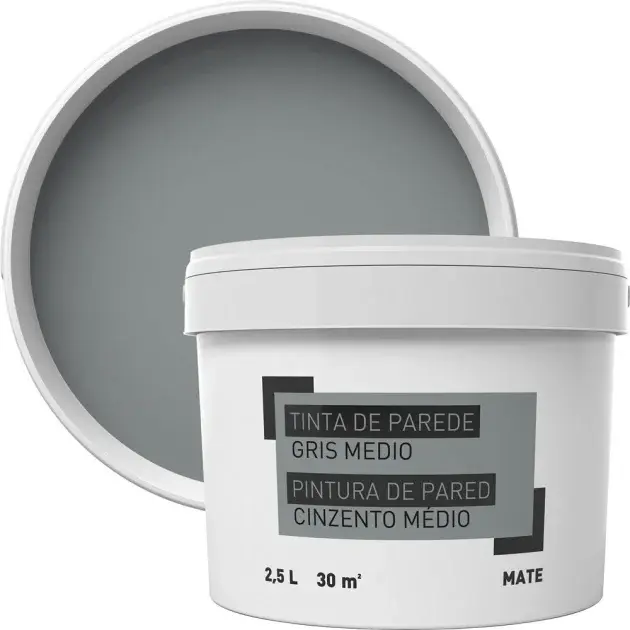 Pintura para paredes gris medio 2,5 l
