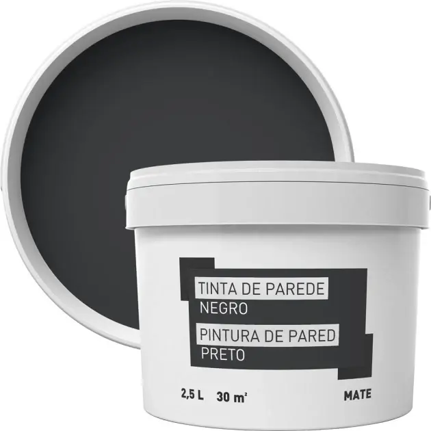 Pintura para paredes negro 2,5 l
