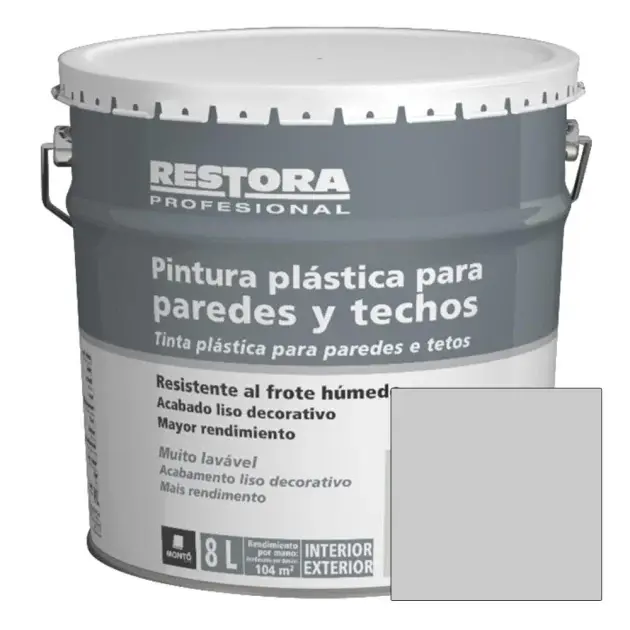 Pintura Gris Glaciar Restora Profesional 8 L