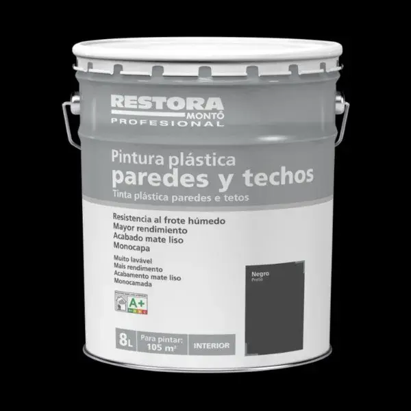 Pintura interior negro 8 L Restora