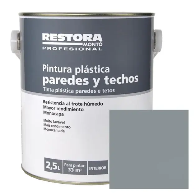 Pintura monocapa paredes y techos basalto 2,5 l restora
