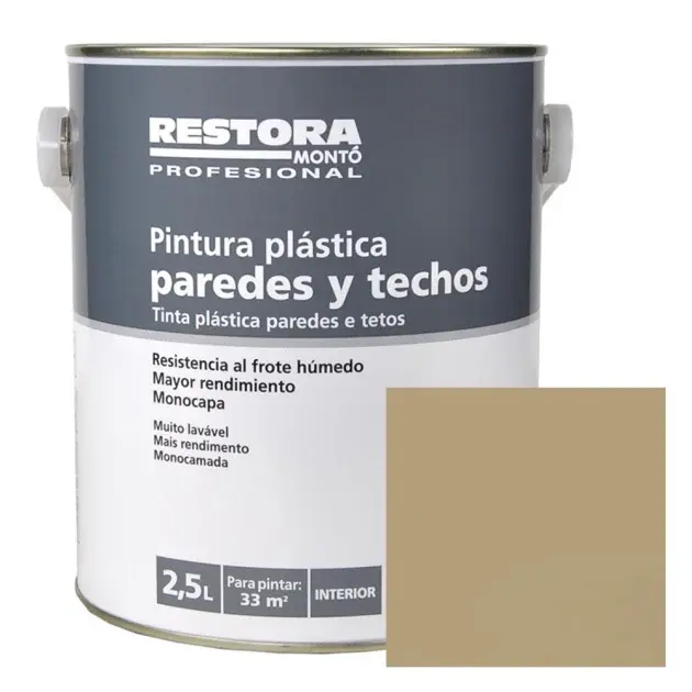Pintura monocapa paredes y techos beige 2,5 l restora