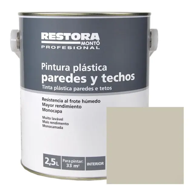 Pintura monocapa paredes y techos capuccino 2,5 l restora