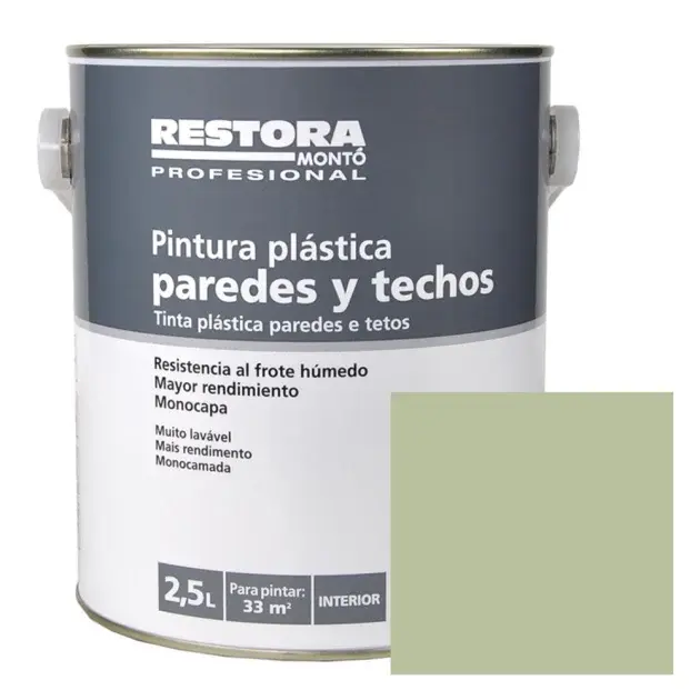 Pintura monocapa paredes y techos clorofila 2,5l restora
