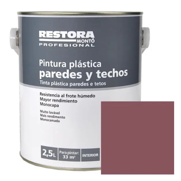 Pintura monocapa paredes y techos marsala 2,5 l restora