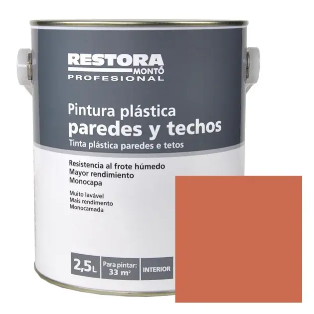 Pintura monocapa paredes y techos papaya 2,5 l restora