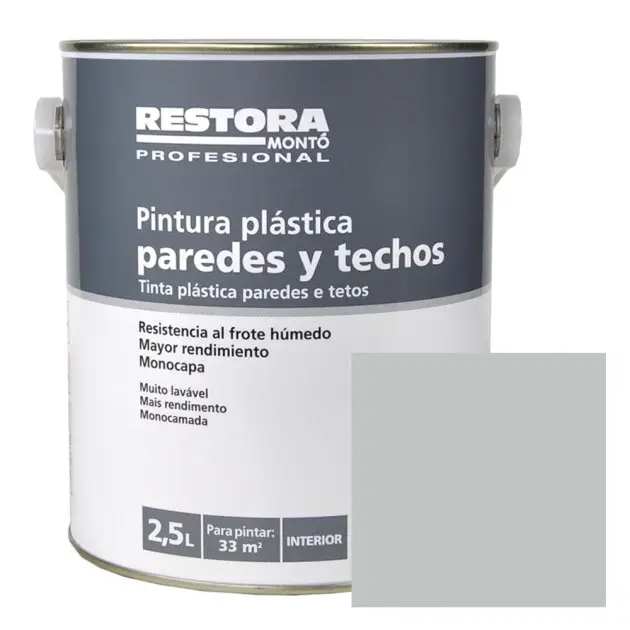 Pintura monocapa paredes y techos perla 2,5 l restora