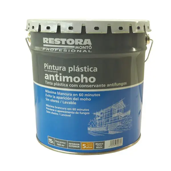 Pintura plástica blanco mate 15 L Restora Antimoho