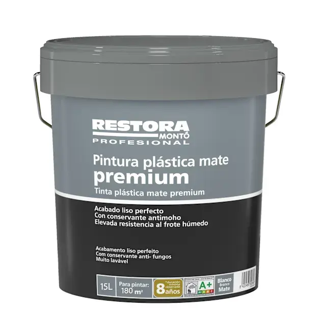 Pintura plástica blanco mate 15 L Restora Lujo