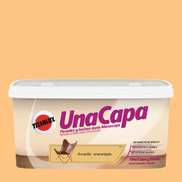 Pintura color una capa amarillo anaranjado 4l Titan