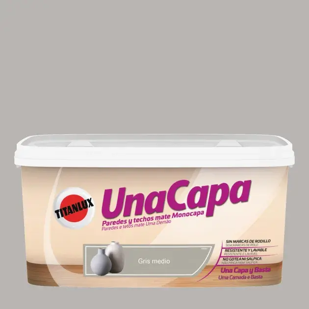 Pintura color una capa gris medio 4l Titan