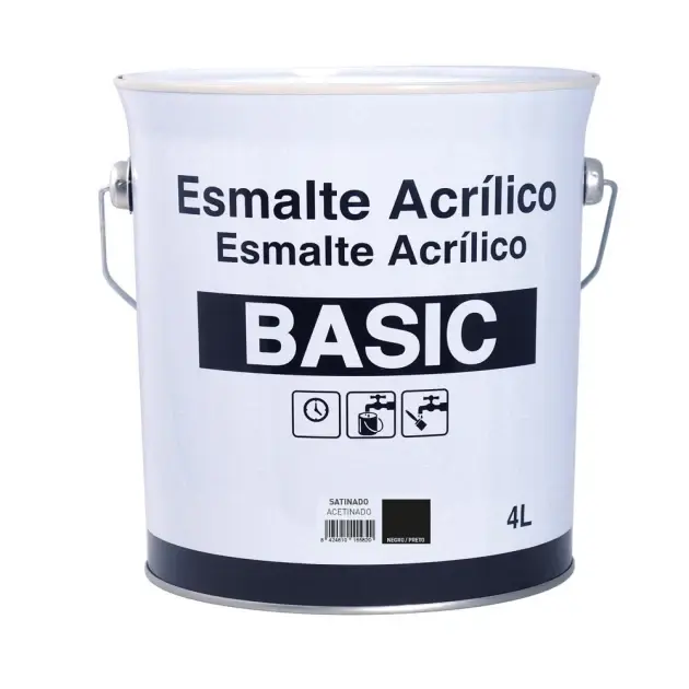 Esmalte acrílico basic satinado negro 4 l