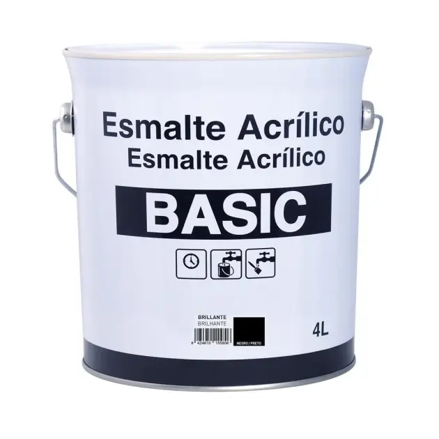 Esmalte acrílico brillante negro 4 l