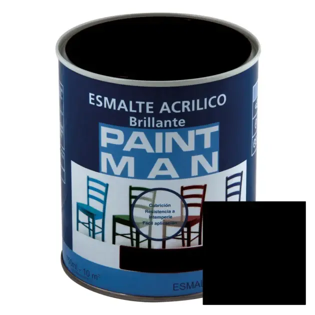 Esmalte acrílico satinado paintman negro 750 ml