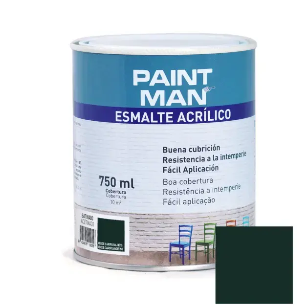 Esmalte acrílico satinado paintman verde carruajes 750 ml