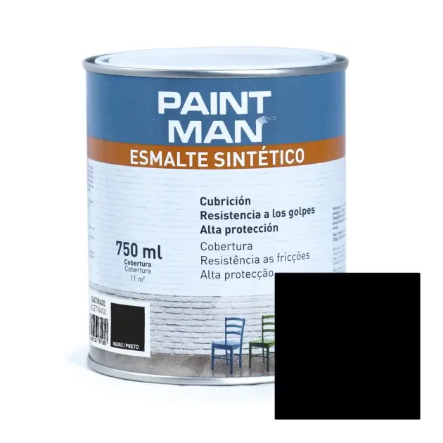 Esmalte sintético negro satinado paintman 750 ml
