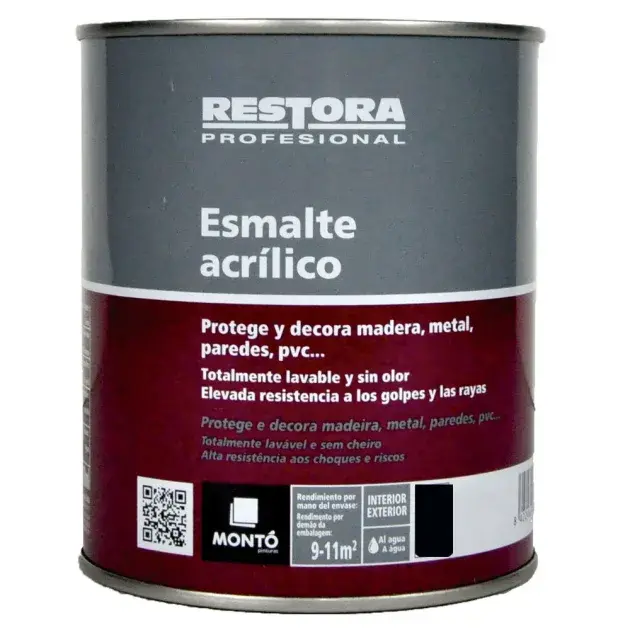 Esmalte acrílico mate restora profesional negro 750 ml