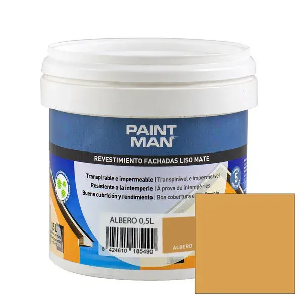 Muestra Revestimiento Fachadas Liso Mate Amarillo Albero Paintman 0,5L