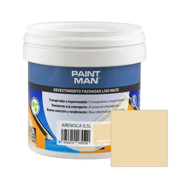 Muestra Revestimiento Fachadas Liso Mate Gris Arenisca Paintman 0,5L
