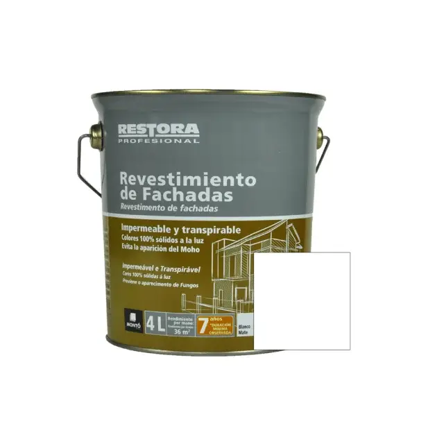Revestimiento blanco fachadas con antimoho restora profesional 4 l