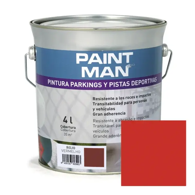 Pintura parkings y pistas deportivas rojo paintman 4 l
