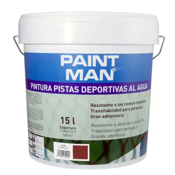 Pintura suelo pistas al agua rojo 15l paintman