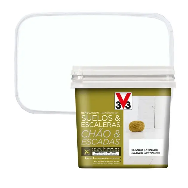 Pintura para suelos y escaleras blanco 750 ml v33