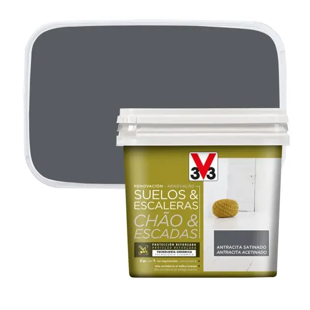 Pintura para suelos y escaleras gris antracita 750 ml v33