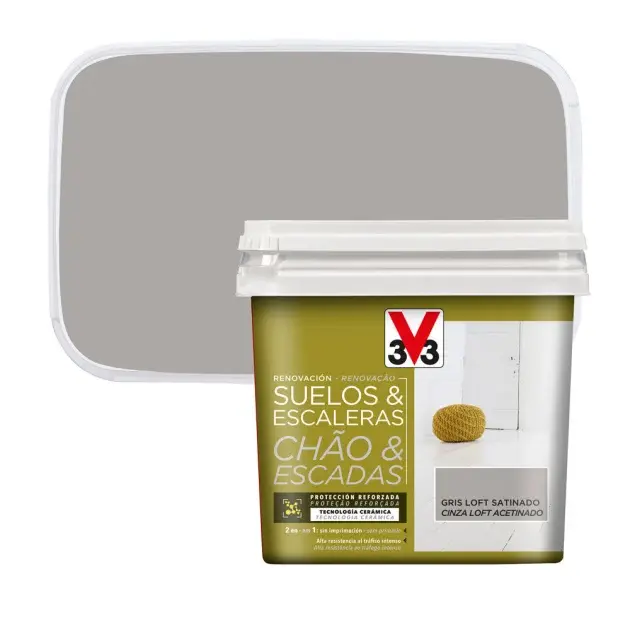 Pintura para suelos y escaleras gris loft 750 ml v33