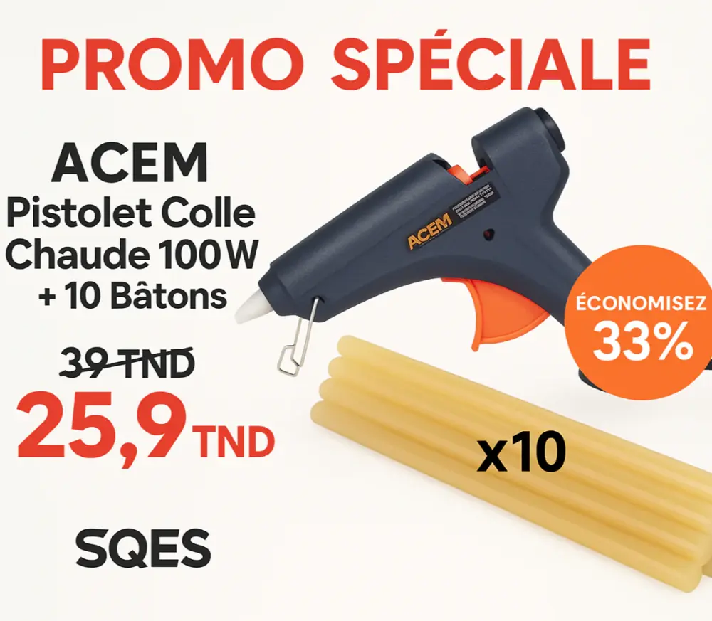 ACEM Pistolet Colle Chaude 100W - Avec 10 Bâtons