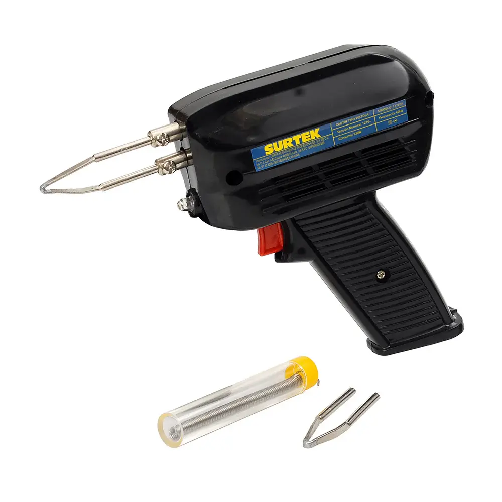 Cautín tipo pistola 140 W, 120 V Surtek con Puntas de Repuesto