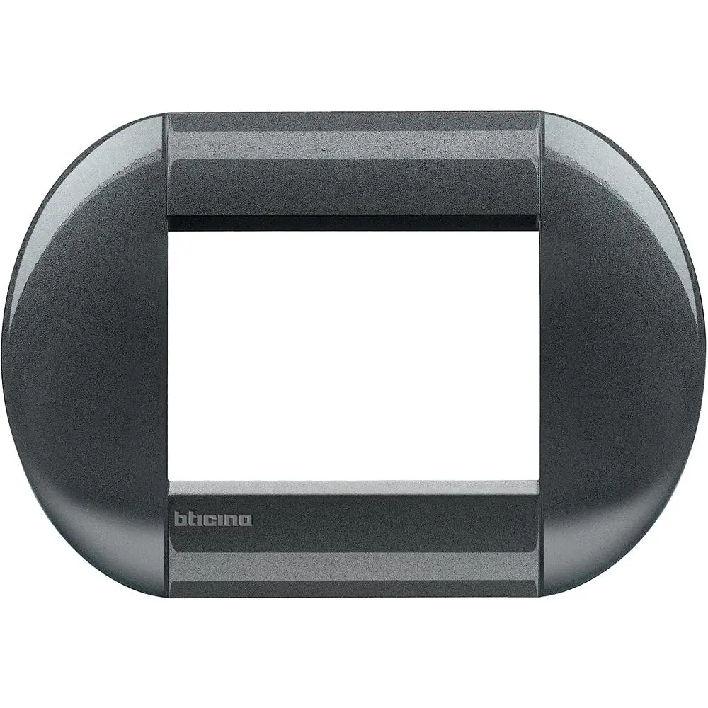 Tapa de Seguridad Placa livinglight acero negro redonda 3 modulos