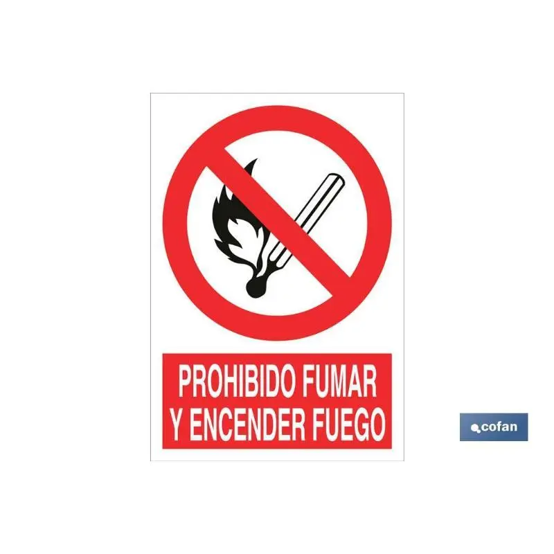Señal poliestireno 210x148mm. Prohibido fumar y encender fuego
