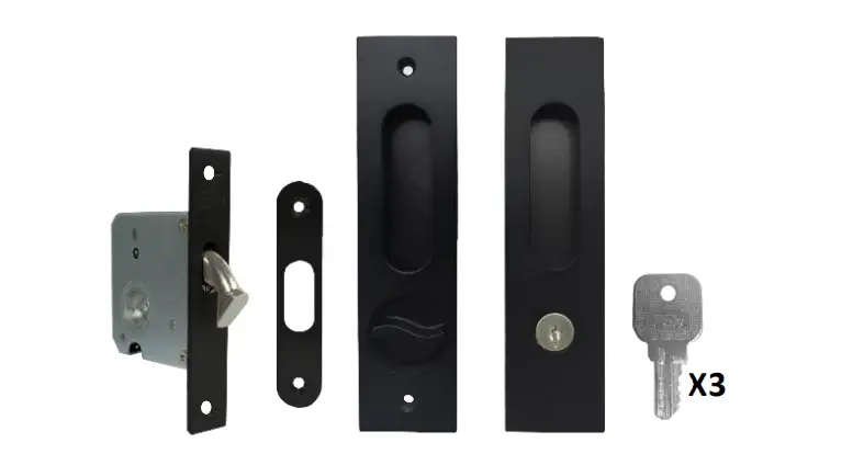 CERRADURA DE INCRUSTAR PICO DE LORO CUADRADA NEGRA ALCOBA LLAVE MARIPOSA - 6695